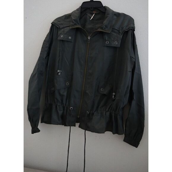 Free People Womens Sz S Green Full Zip Ripstop Parachute Windbreaker Jacket $128 - Picture 3 of 13